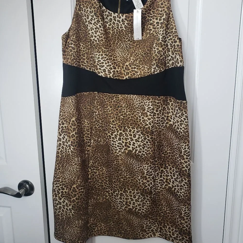 NEW SWAK Leopard print plus size Dress 1x - Picture 3 of 8